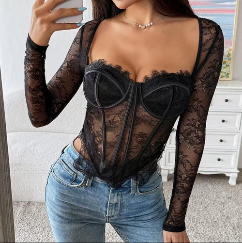 Corset de encaje manga larga